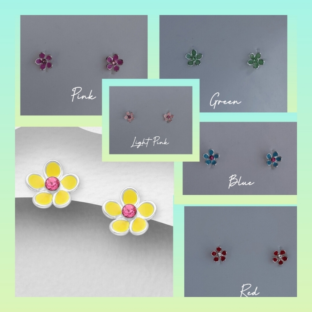 925 Sterling Silver Flower Push-Back Earrings